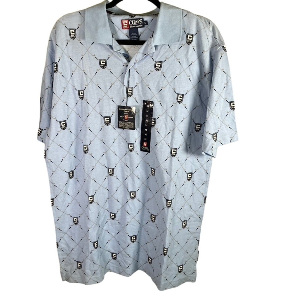 Chaps Ralph Lauren Golf Performance Polo Shirt Men's Medium Golf‎ Clubs Print